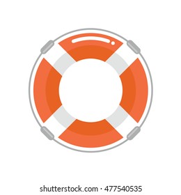 Lifebuoy in a flat style. Protection equipment for swimming. Summer sea holidays. Vector illustration.