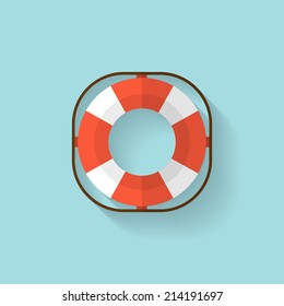 Lifebuoy flat web icon.