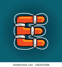 Lifebuoy font vector E alphabet in cartoon style