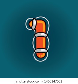 Lifebuoy font vector number one in cartoon style