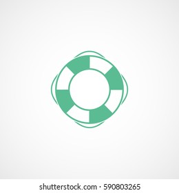 Lifebuoy Green Flat Icon On White Background