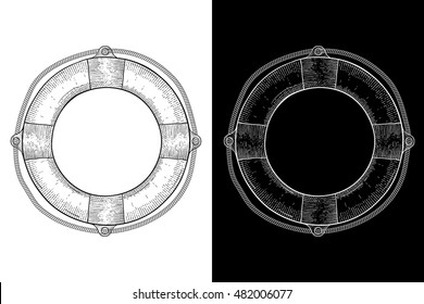 Lifebuoy. Hand drawn sketch. Vector illustration