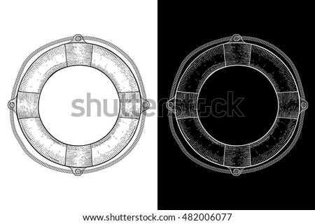 Lifebuoy. Hand drawn sketch. Vector illustration