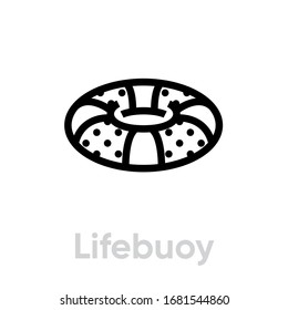 Icono de soporte de ayuda de Lifebuoy. Vector de línea editable. Señal redonda con sectores llenos, símbolo de servicio, rescate. Pictograma único.