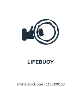Lifebuoy icon. Black filled vector illustration. Lifebuoy symbol on white background. Can be used in web and mobile.