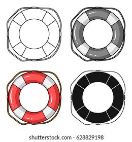 Lifebuoy icon in cartoon style isolated on white background. Surfing symbol stock vector illustration.