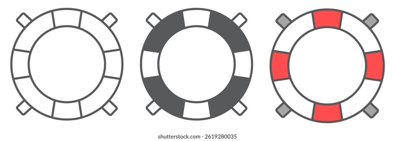 Lifebuoy icon collection, lifeguard and help, lifesaver vector icon set, vector graphics, editable stroke outline sign, eps 10