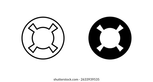 Lifebuoy Icon Collection, a lifebuoy ring in outline and glyph styles. Represents safety or rescue. Perfect for travel safety design.