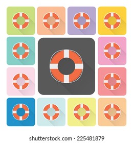 Lifebuoy Icon color set vector illustration.