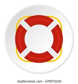 Lifebuoy icon in flat circle isolated vector illustration for web