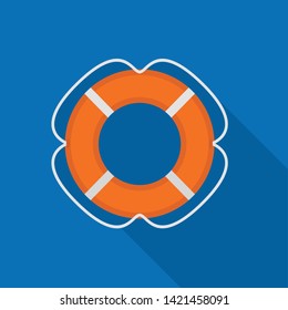 Lifebuoy icon. Flat illustration of lifebuoy vector icon for web design