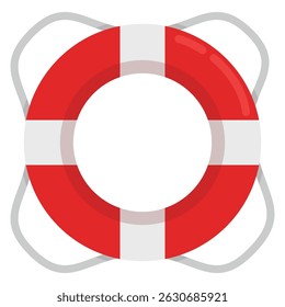 Lifebuoy icon in flat style isolated on white background.