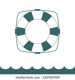 Lifebuoy icon in flat style . Simple vector life ring or life preserver symbol.