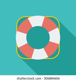 Lifebuoy icon. Flat vector related icon with long shadow for web and mobile applications. It can be used as - logo, pictogram, icon, infographic element. Vector Illustration.
