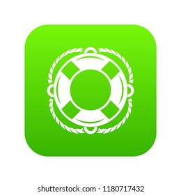 Lifebuoy icon green vector isolated on white background