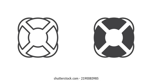 Lifebuoy Icon. Life Preserver Line And Glyph Version, Outline And Filled Vector Sign. Linear And Full Pictogram. Symbol, Logo Illustration. Different Style Icons Set