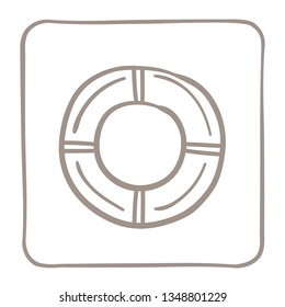 Lifebuoy Icon in a light brown frame. Vector graphics.