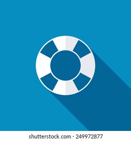 Lifebuoy icon. Long shadow