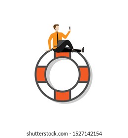 Lifebuoy icon.  Mobile concept and web design. Flat cartoon character isolated on white background