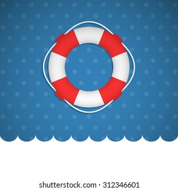 Lifebuoy icon no a blue basckround. Vector illustration.