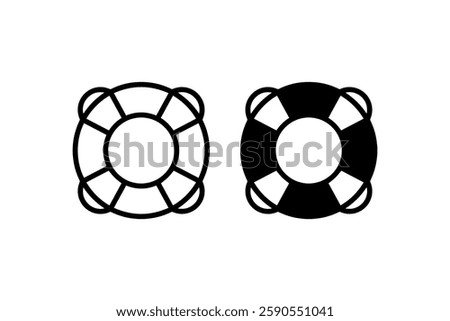 Lifebuoy icon in outline and solid style Vector