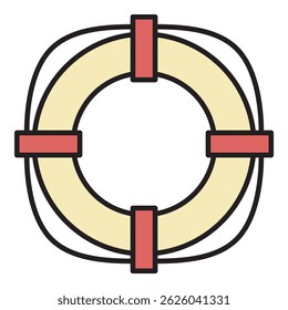 Lifebuoy icon. Outline lifebuoy vector icon color flat isolated on white