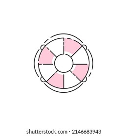 Lifebuoy icon. Pixel perfect. Vector outline cruise or voyage sign silhouette. Simple line art summer sea vacation modern graphic for web design, mobile app, logo concept.