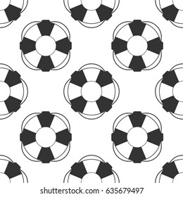 Lifebuoy icon seamless pattern on white background. Lifebelt symbol. Vector Illustration