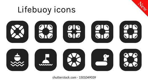 lifebuoy icon set. 10 filled lifebuoy icons.  Collection Of - Lifesaver, Lifebuoy, Float, Buoy, Rubber ring