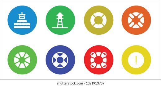 lifebuoy icon set. 8 filled lifebuoy icons.  Simple modern icons about  - Buoy, Lifesaver, Lifeguard, Lifebuoy, Advise