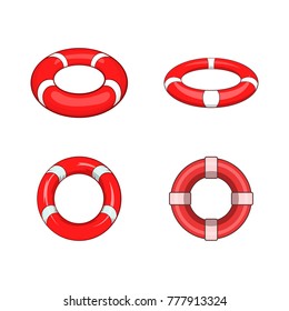 Lifebuoy icon set. Cartoon set of lifebuoy vector icons for web design isolated on white background