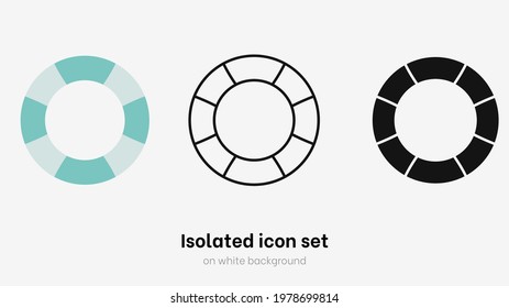 Lifebuoy icon set. Float vector icons isolated on white background. Support element on a beach, aid and swimming equipment for summer holidays and sea. Lifebuoy vector