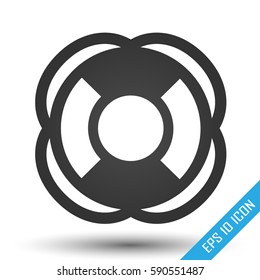 Lifebuoy icon. Simple flat logo of lifebuoy on white background. Vector illustration.