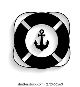 Lifebuoy icon. Vector illustration with shadow