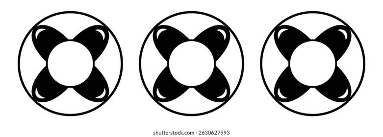 Lifebuoy icons, art symbol. Set of lifebuoy vector illustration isolated on white background. Life buoy round circle for safety at sea ocean water. Symbol, logo illustration.