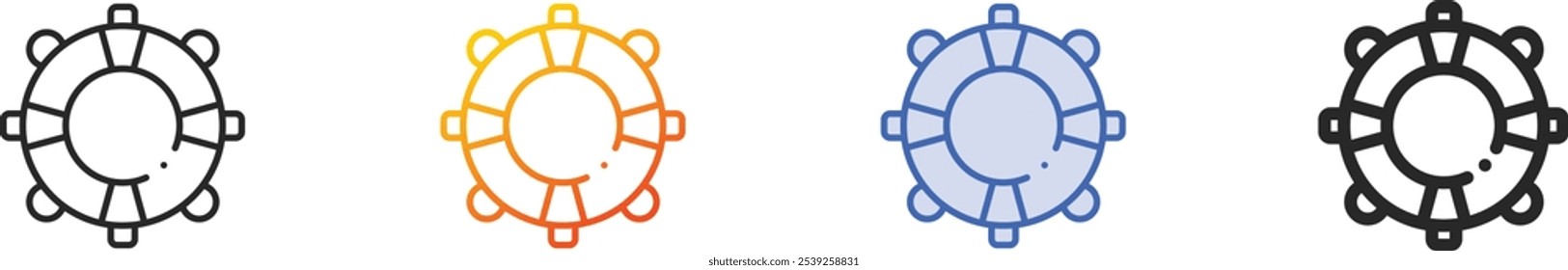 lifebuoy icon.Thin Lineal, degradado, trazo azul y diseño de estilo audaz aislado sobre fondo blanco