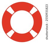 Lifebuoy illustration, color vector symbol shape of life belt ring buoy, white background