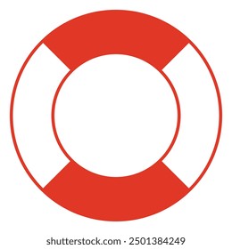 Lifebuoy illustration, color vector symbol shape of life belt ring buoy, white background