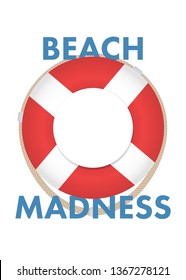 Lifebuoy illustration vector and print design for summer. Safety first, beach madness. Vector EPS10