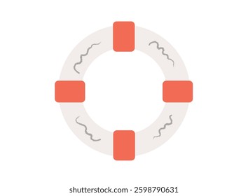 Lifebuoy Illustration in Vector Style. Simple Shape and Subtle Colors on White Background