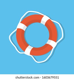 A lifebuoy isolated in the flat style. Vector illustration.