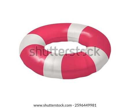 Lifebuoy isolated inflatable rubber ring for saving drowning people. Vector emergency on sea, lifeguard equipment for helping people in water. Circle with stripes, lifesaver for pool or shipwreck