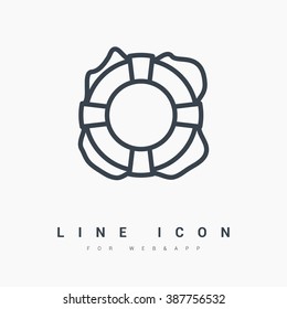 Lifebuoy isolated minimal single flat icon. Help line vector icon for websites and mobile minimalistic flat design.