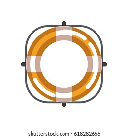 Lifebuoy isolated object on white vector flat illustration