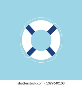 Lifebuoy isolated on blue. Vector icon
