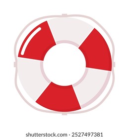 Lifebuoy isolated on white background. Realistic red and white lifebuoy. Emergency, safety object. Vector illustration
