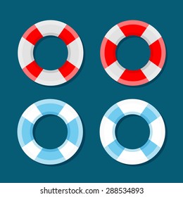 Lifebuoy isolated set. Flat style vector illustration