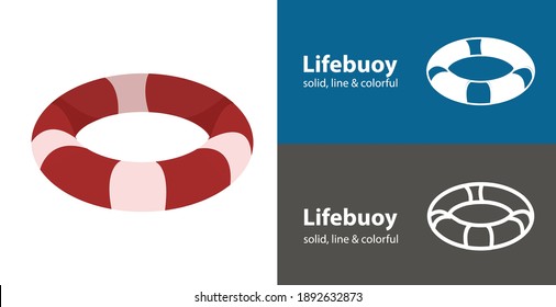 lifebuoy isolated vector icon. sea line solid flat icon