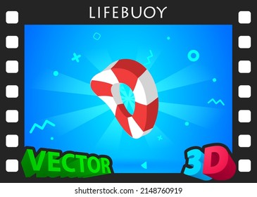 Lifebuoy isometric design icon. Vector web illustration. 3d colorful concept