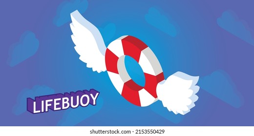 Icono de diseño isométrico de Lifebuoy. Ilustración web de vectores. 3.ª colorida concepción
